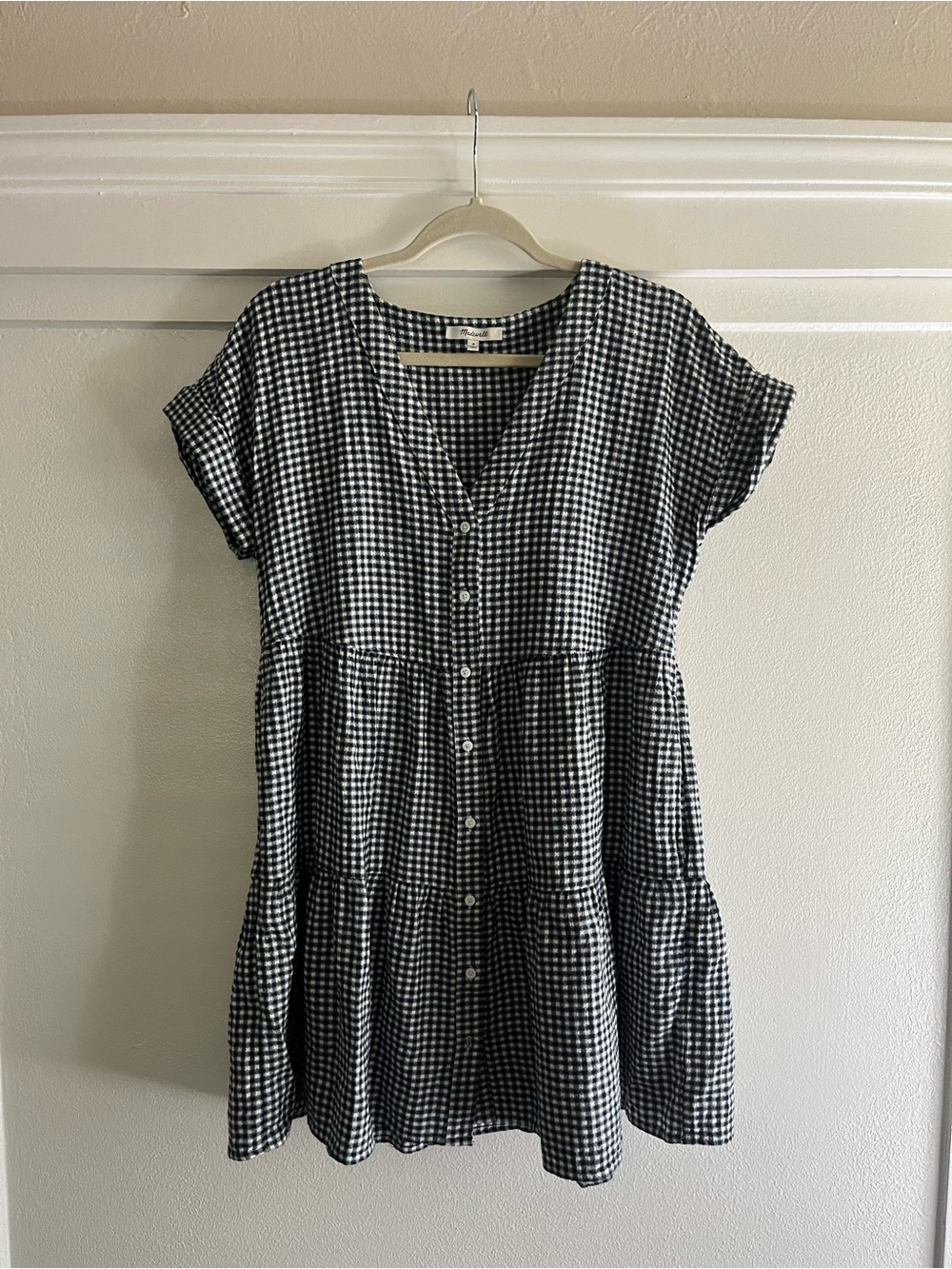 Madewell Blue & White Gingham Button-Front Women's Dress